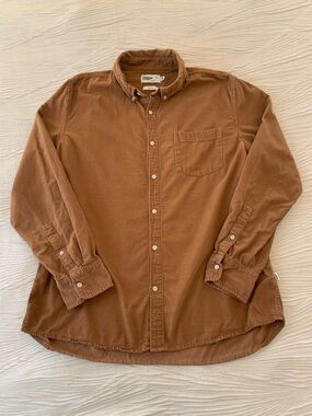 Wellen 100% Organic Cotton Corduroy Button Down Shirt, size XL
